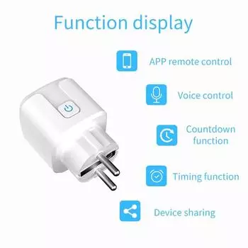Умная розетка EU 16A/20A AC100-240V Wifi Умная розетка с питанием Alexa Google Home Голосовое управление Tuya Smart Life APP EU