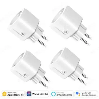 Умная розетка EU WiFi для HomeKit Siri Voice Control 16A Умная розетка с монитором питания Работает с Alexa Google CozyLife App
