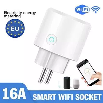 Умная розетка Голосовое дистанционное управление Статистика энергопотребления Европейская стандартная розетка WIFI Version No Metering белый