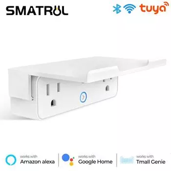 Умная розетка Tuya с удлинителем, встроенная полка, настенный адаптер, беспроводной таймер голосового управления для Google Home Alexa Separate shelf