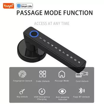 Умная ручка дверного замка со сканером отпечатков пальцев - дверной замок с ручкой и кодовой панелью 5 в 1( Приложение/IC-карта/коды доступа/ключи/отпечатки пальцев)и 4в1(Нет приложения)