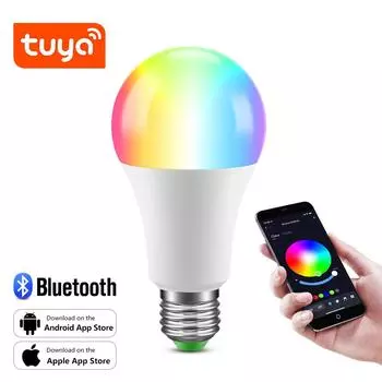 Умная светодиодная лампа Bluetooth 4.0 Tuya Smart Life APP с дистанционным управлением E27 RGB CW 220 В 15 Вт с регулируемой яркостью для декора комнаты 15w
