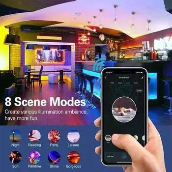 Умная светодиодная лампа Bluetooth E27 RGB Tuya Lamp Bulbs 220V APP Control Dimmable Timer Function для домашнего декора комнаты Light