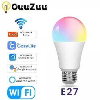 Умная светодиодная лампа CozyLife E27, 15 Вт, Wi-Fi, работает с Alexa, Google Home, Яндекс, Алиса, 85–265 В, RGB, 2700–6000 К, таймер с регулируемой яркостью 110V