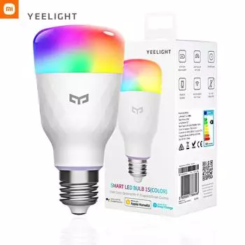 Умная светодиодная лампа Xiaomi Yeelight 1S E27 8,5 Вт, цветная светодиодная лампа RGB для приложения Mijia для Google Assistant, Apple Homekit для Amazon Alexa Colorful light белый