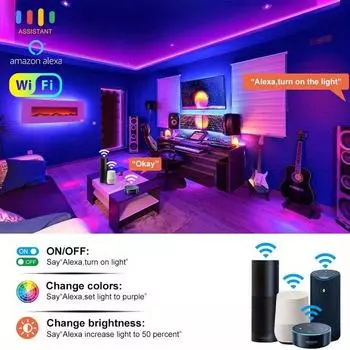 Умная светодиодная лента Alexa Wifi 5050 RGB Tuya WiFi светодиодная лента с синхронизацией музыки и голосовым управлением DC 12V Рождественский декоративный светильник EU Plug