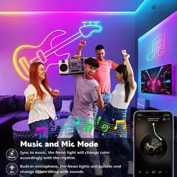 Умная светодиодная неоновая лента RGB неоновая вывеска веревка 12 В лента гибкая приложение Bluetooth пульт дистанционного управления водонепроницаемый для домашнего сада декор