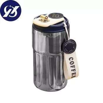 Умная термоизоляционная чашка емкостью 450 мл с герметичной крышкой и дисплеем температуры для домашнего офиса на открытом воздухе белый