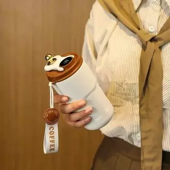 Умная термос-бутылка 420 мл, кофейная чашка из нержавеющей стали 316, офисная кружка, герметичная термос-бутылка, дорожная термокружка, зимний подарок 420ML белый