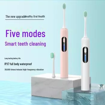 «Умная ультразвуковая перезаряжаемая электрическая зубная щетка для взрослых с мягкой щетиной» розовый