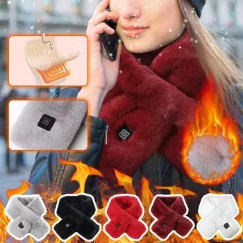 Умная USB-зарядка для шеи и плеч, зимняя защита от холода и теплый обогрев, мужской и женский шарф чёрный
