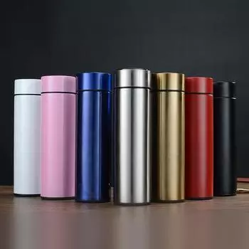 Умная вакуумная чашка из нержавеющей стали 304, вакуумный цифровой дисплей, прямая чашка для температуры, деловая и офисная чашка для измерения температуры 500ml чёрный