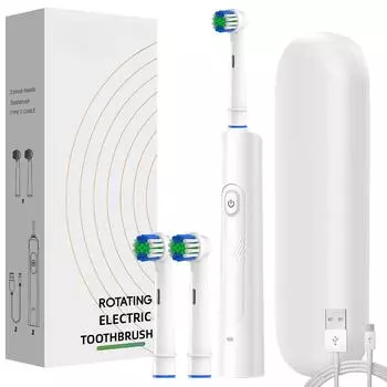 Умная вращающаяся электрическая зубная щетка, 3 режима перезаряжаемые вращающиеся электрические зубные щетки, совместимые со сменными насадками Oral B