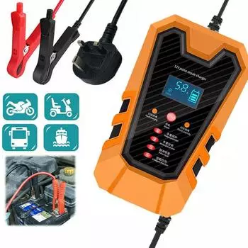 Умное автомобильное зарядное устройство, автоматический стартер, импульсный ремонт, 12 В, 24 В, AGM/GEL, британская вилка