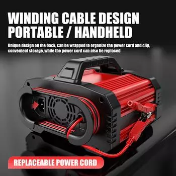 Умное автомобильное зарядное устройство FOXSUR 25A 12V25A 24V15A Портативное зарядное устройство Дополнительная зарядка EU PLUG красный