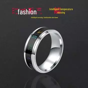 Умное кольцо с датчиком температуры - меняющие цвет украшения из титановой стали для студентов и пар, корейский модный аксессуар No. 10 150-170 catties чёрный
