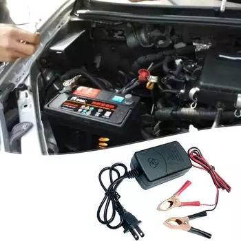Умное зарядное устройство для автомобильного аккумулятора 12 В, 1 А, свинцово-кислотное, со световым индикатором, 14,4 В, двухпроводной зажим типа «крокодил», автозарядное гнездо для кемпинга