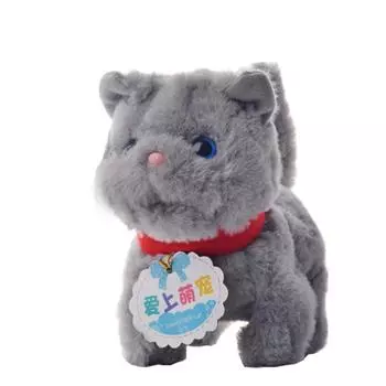 Умную электрическую плюшевую игрушку можно назвать ходячей, детская игрушка для кошек, роботов, щенков серый