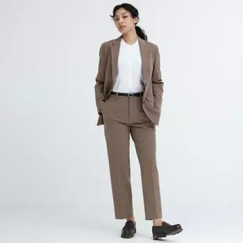 Умные брюки до щиколотки UNIQLO JAPAN (клетка, тянется в двух направлениях, зауженная, стандартная длина 64-66 см.) можно настроить