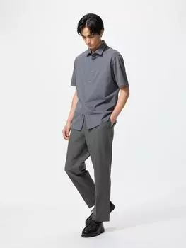 Умные брюки Uniqlo длиной до щиколотки, длина штанины 64,5–70,5 см 06 GRAY/MEN XS