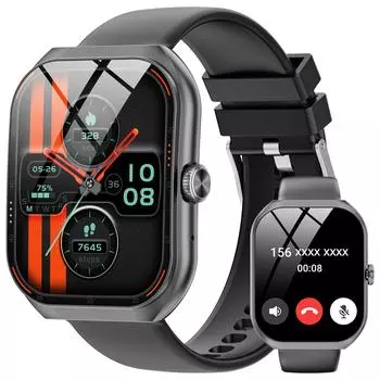 Умные часы 2.01 HD дисплей Умные часы Bluetooth голосовые вызовы IP67 водонепроницаемый фитнес артериальное давление спортивные часы чёрный