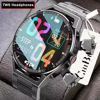 Умные часы 2 в 1 беспроводная гарнитура 1,39-дюймовый сенсорный экран пульсометр артериальное давление водонепроницаемые спортивные умные часы для мужчин и женщин