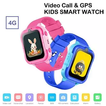 Умные часы для детей 4G с функцией видеозвонков, телефоном, 7 играми, функцией обратного вызова SOS, функцией отслеживания местоположения по GPS, водонепроницаемые.