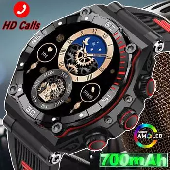 Умные часы для мужчин 1,43-дюймовый Amoled сенсорный экран IP68 водонепроницаемый 700 мАч аккумулятор ультра долгий режим ожидания Bluetooth вызов умные часы