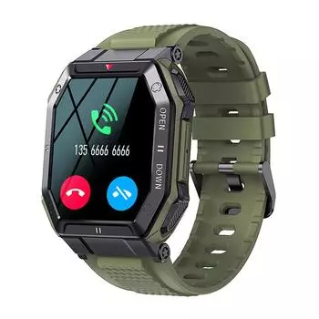 Умные часы для мужчин 1,85-дюймовый HD-экран Bluetooth Call Sports Military Rate 24 Фитнес-часы с D1M7 Khaki-K55