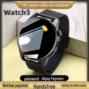 Умные часы GT9MAX: Звонки по Bluetooth, пульсометр, водонепроницаемость, Alipay NFC, функции Smart Island. Black Silicone Strap (Strap Only)