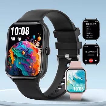 Умные часы, QTLLBT (Ответ/совершение звонков), 1,95-дюймовые смарт-часы унисекс, более 100 спортивных режимов, фитнес-трекер и шагомер