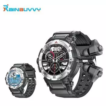 Умные часы Rainbuvvy GT100 Pro TWS, наушники 2-в-1, Bluetooth-вызов, мониторинг сердечного ритма, сна, спортивные часы с наушниками чёрный