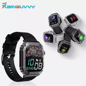 Rainbuvvy OD3 Smartwatch 2.1inches IPS экран Bluetooth Call Мониторинг здоровья Частота сердечных сокращений Мониторинг сна NFC Трекер здоровья Спортивные часы чёрный
