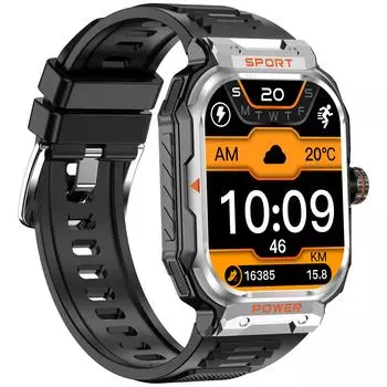 Умные часы с наушниками 2,01-дюймовый экран IPS HighClear Спорт Здоровье Мониторинг сна Часы NFC чёрный