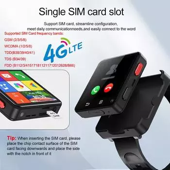 Умные часы с SIM-картой, 2,64-дюймовые мужские умные часы с GPS, WiFi, камерой и беспроводными вызовами, 2,64-дюймовый HD-дисплей, функция Android Mini Phone, аккумулятор 1200 мАч чёрный