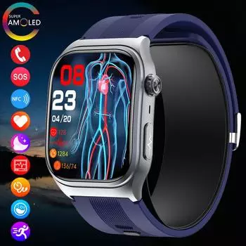 Умные часы SACOSDING ECG Воздушный насос Подушка безопасности Истинное кровяное давление Кислород Температура Монитор сердечного ритма Сфигмоманометр Bluetooth Вызов Умные часы красный