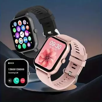 Умные часы (Сделать/ответить на звонок) 1,83-дюймовый Full Touch BT Calling Smart Watch Фитнес-трекер Часы-телефоны 100+ спортивных режимов Мониторинг кислорода в крови Silica gel розовый