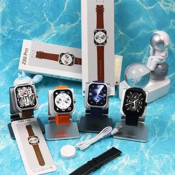 Умные часы Z88Pro с изогнутым 3D-экраном и спортивным браслетом из натуральной кожи оранжевый