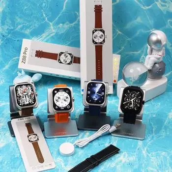 Умные часы Z88Pro с изогнутым 3D-экраном и кожаным спортивным браслетом белый