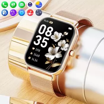 Умные часы, женские и мужские, фитнес-трекер с диагональю 1,85 дюйма, функцией ответа/вызова/напоминания о сообщениях, 100 спортивных режимов