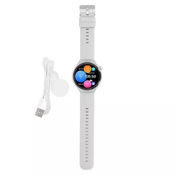 Умные фитнес-часы 1,43-дюймовый цветной HD-экран IP67 водонепроницаемый монитор сердечного ритма сна ответ на циферблат серебряный