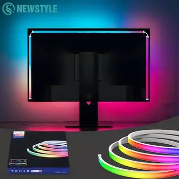 Умные гибкие светодиодные ленты с управлением через приложение, несколько режимов RGB, игровой неоновый свет для экрана компьютера, декор спальни