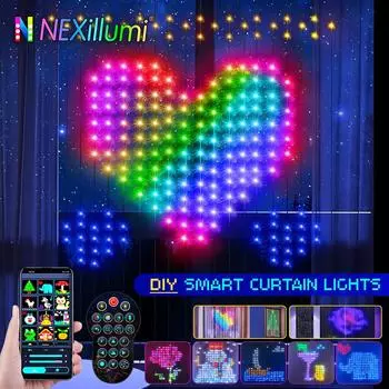 Умные гирлянды для оконных занавесок RGB, сказочная гирлянда, меняющая цвет, светодиодная подсветка с дистанционным управлением через приложение для рождественского свадебного декора US PLUG