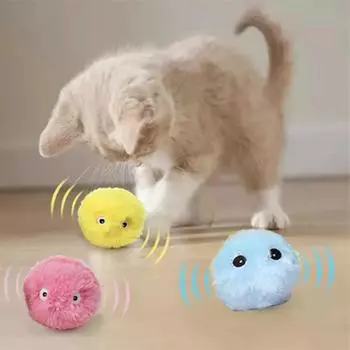 Умные игрушки для кошек, интерактивный мяч, плюшевая электрическая обучающая игрушка с кошачьей мятой, котенок, сенсорное звучание, продукт для домашних животных, игрушка-писк, мяч, товары для кошек