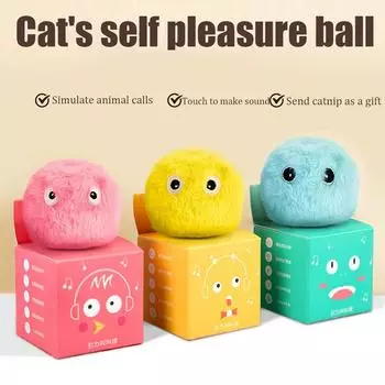 Умные игрушки для кошек, интерактивный мяч, плюшевая электрическая обучающая игрушка с кошачьей мятой, котенок, сенсорное звучание, продукт для домашних животных, игрушка-писк, мяч, товары для кошек синий