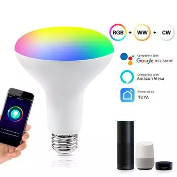 Умные лампочки, E27 Smart LED, работает с Google Assistant, приложение Smart Life, приложение Tuya, регулируемая RGB-лампа 1300 лм (13W) разноцветный