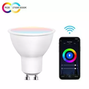 Умные лампы GU10 Wi-Fi работают с Alexa и Google Assistant, приложением/голосовым управлением, 5 Вт RGBCW изменение цвета, для трекового освещения 5W&Yes белый