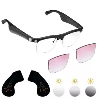 Умные оптические солнцезащитные очки Bluetooth, меняющие цвет, градиентные розовые линзы для солнцезащитных очков для мужчин и сменные линзы [CatXQ] Очки-, 2-в-1, анти-синий