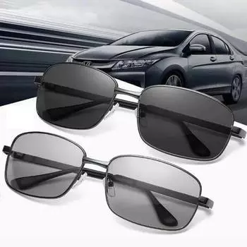 Умные поляризационные солнцезащитные очки, мужские квадратные солнцезащитные очки для вождения, анти-УФ-очки в стиле ретро, винтажные металлические квадратные солнцезащитные очки в стиле ретро чёрный