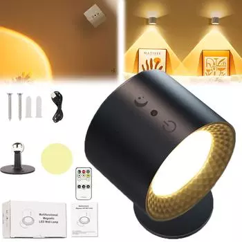 Умные светильники Glowright. Светящиеся огни Glowright. Светящиеся правильные огни. Смарт+. Перезаряжаемый 3 цветовых температуры Регулируемый магнитный Вращение на 360° Беспроводной One Size чёрный